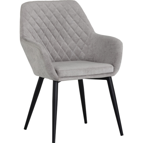 Jayna Dining Chair in Tufted Stone Fabric on Black Steel